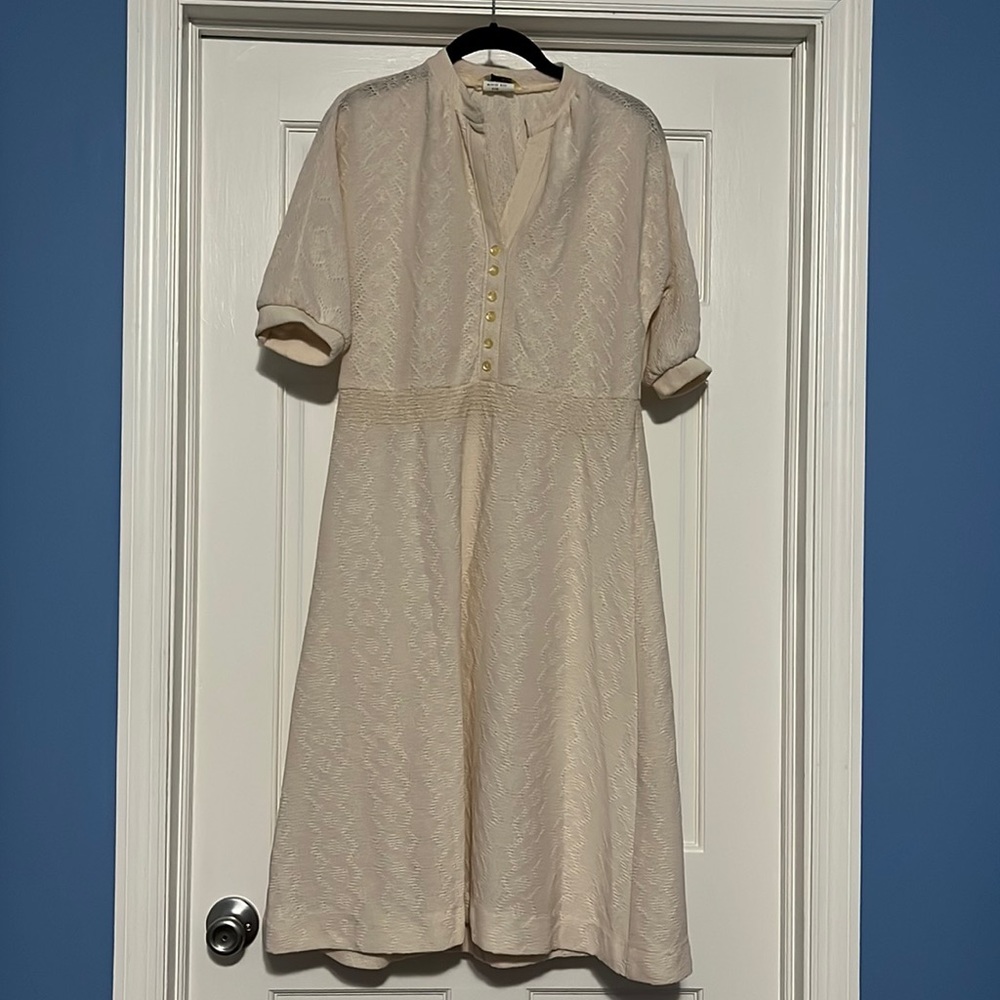 Vintage 70s Sears cream knit dress